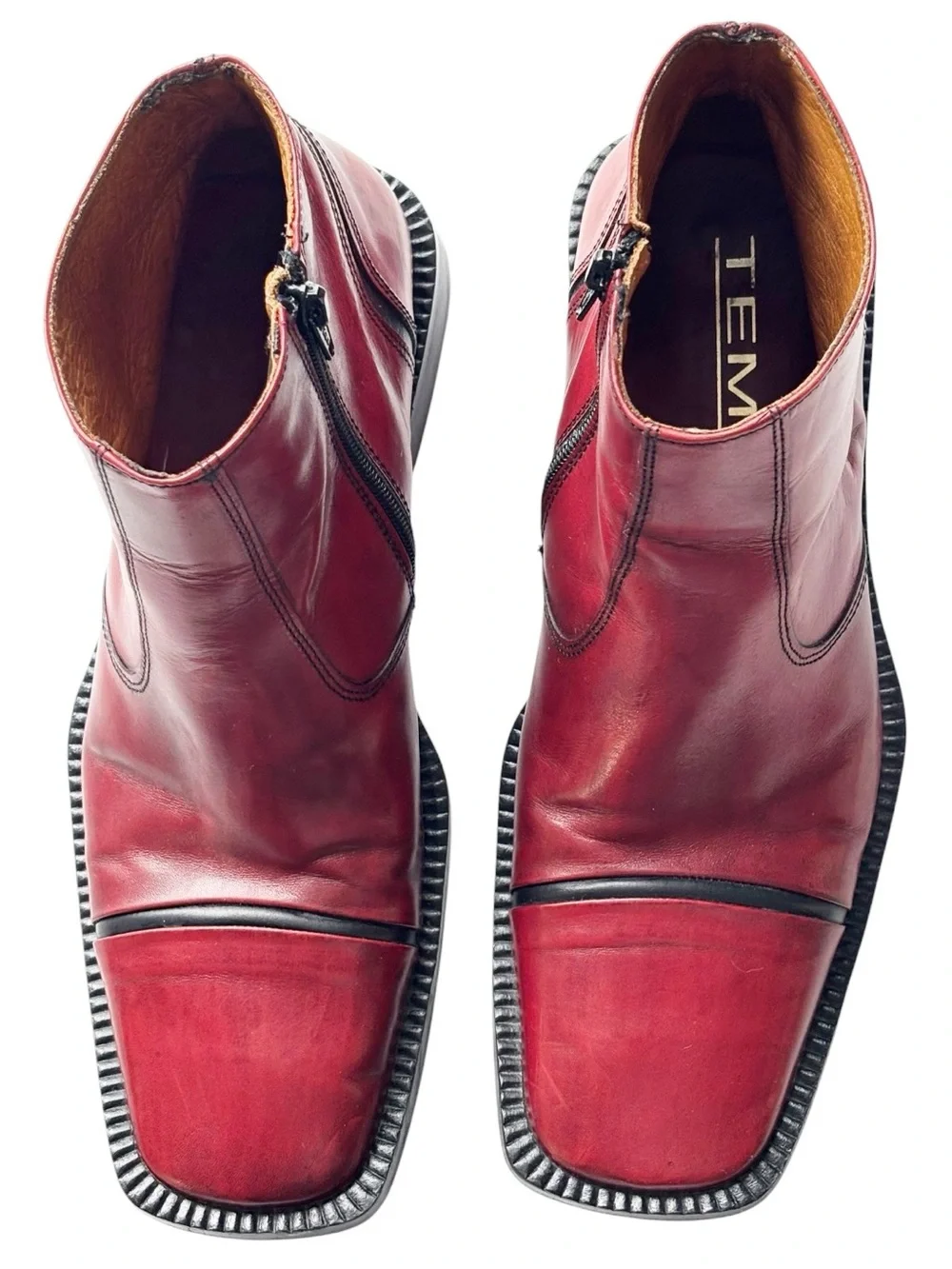 TEMY Vintage Italian Men’s Leather Burgundy/Red Ankle Boot with side zip | EU 42